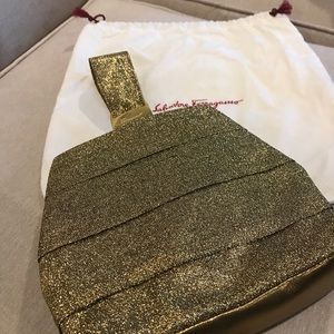 Vintage Salvatore Ferragamo Gold Evening Bag. 7”